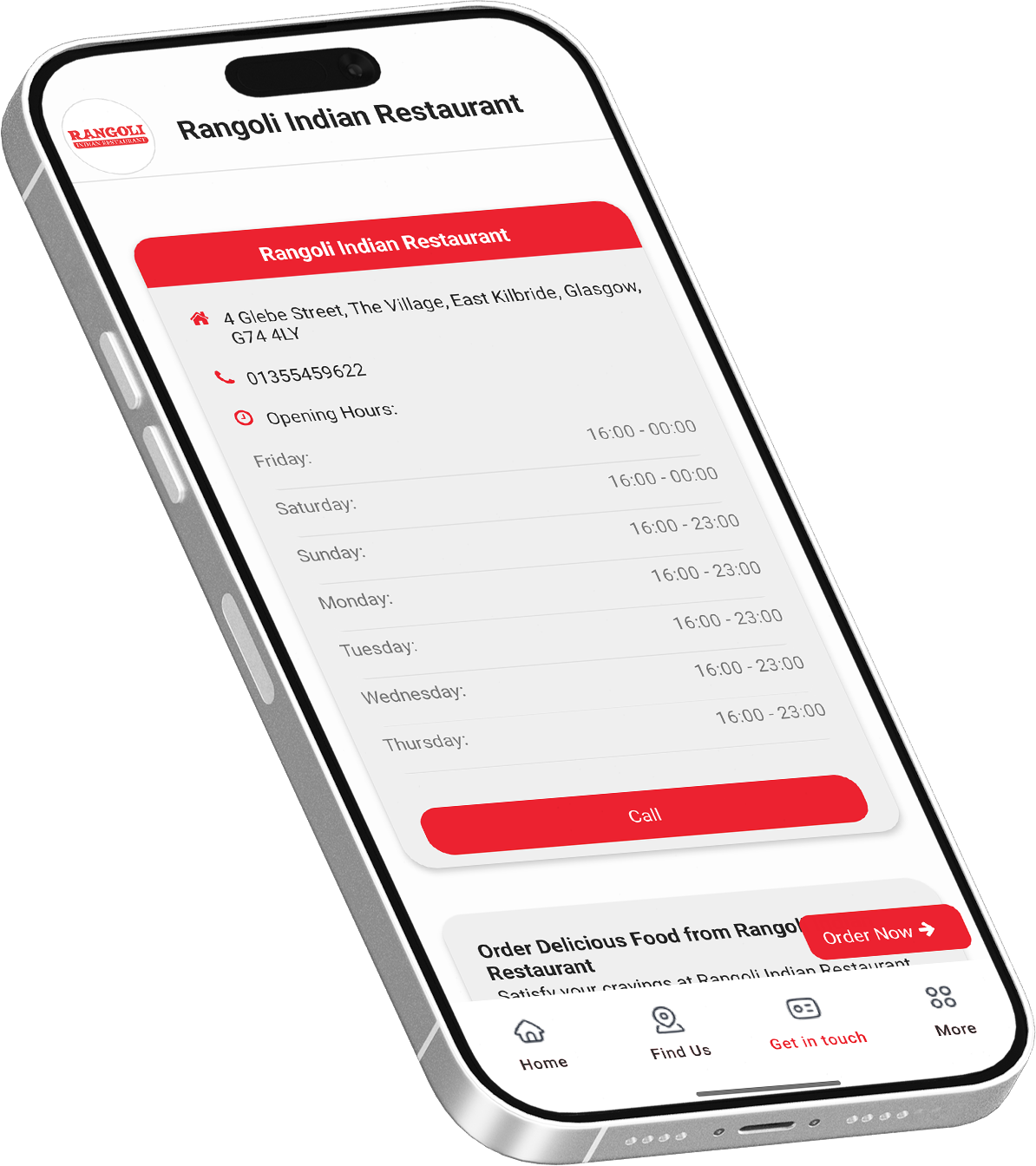 Rangoli Restaurant App 